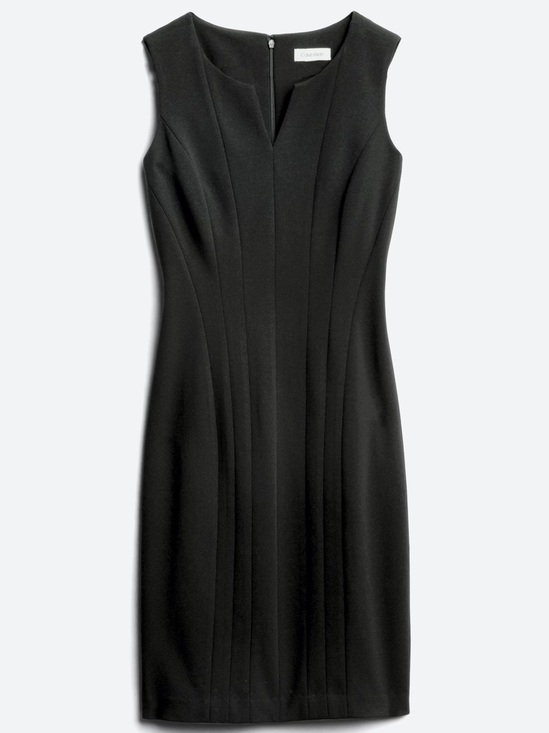 Calvin Klein Dresses & Skirts - Calvin Klein Black Sleeveless Notched V-Neck Seamed Sheath Cocktail Dress Sz 8